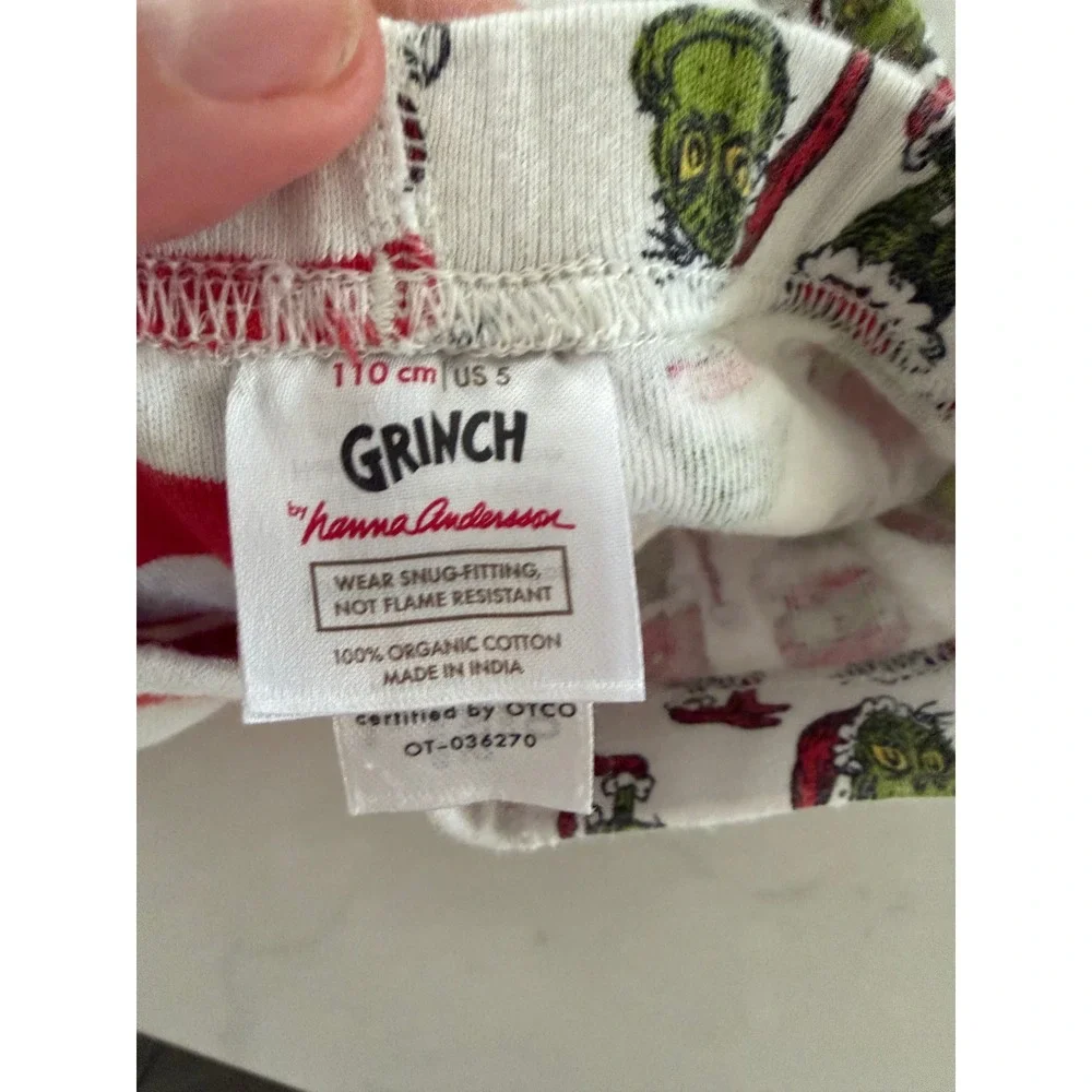 Hanna Andersson Grinch Organic Cotton Pajama Pants Red White Stripe Kids Size 5